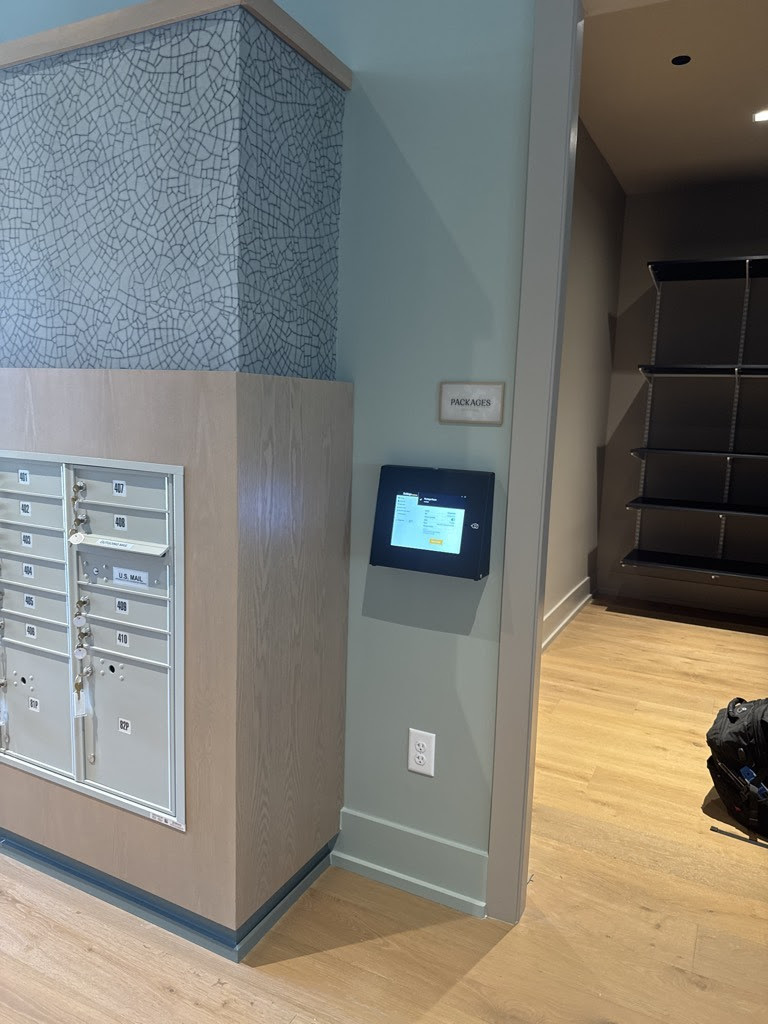 Secure package room in apartment community