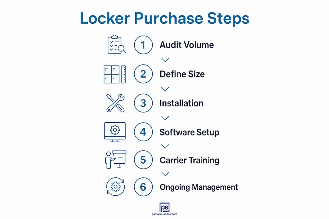 Infographic illustrating locker purchase planning steps