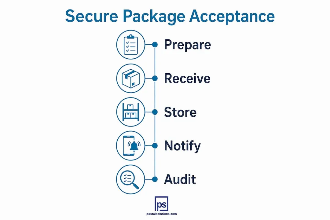 Infographic showing five steps for secure package acceptance