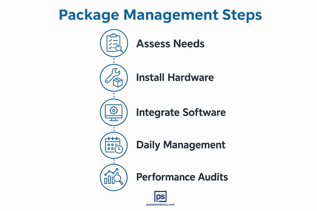Infographic showing steps of package management