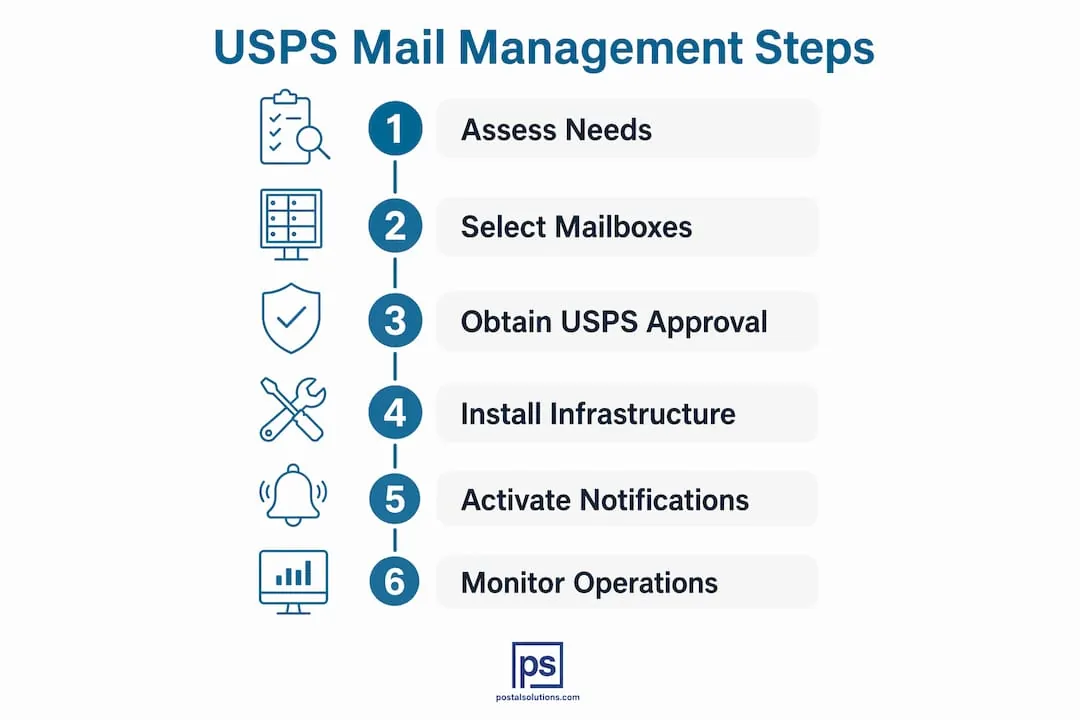 Infographic showing USPS mail management steps