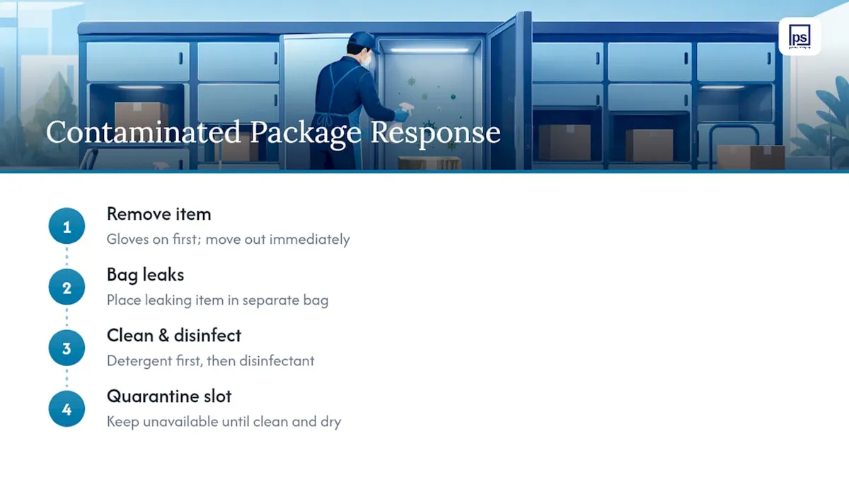 Four-step contaminated package response